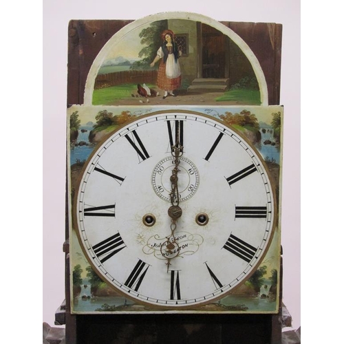 30 - A mid 19c eight day longcase clock, the 33cm arched painted dial signed John Wilson, Nuneaton and ha... 