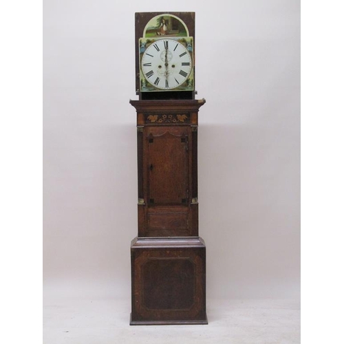 30 - A mid 19c eight day longcase clock, the 33cm arched painted dial signed John Wilson, Nuneaton and ha... 