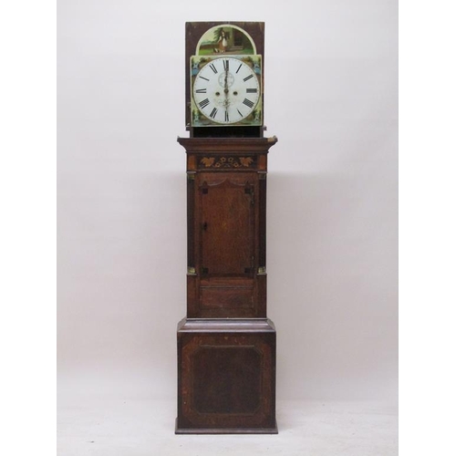 30 - A mid 19c eight day longcase clock, the 33cm arched painted dial signed John Wilson, Nuneaton and ha... 