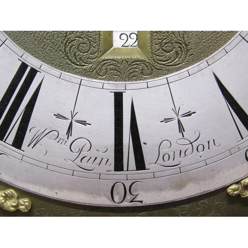 31 - An early 18c eight day longcase clock, the 31cm sq. brass dial signed William Pain London and having... 