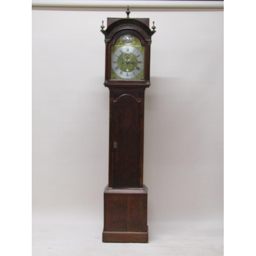 33 - A late 18c eight day longcase clock, the 31cm arched brass dial signed William Pyke of Totnes and ha... 