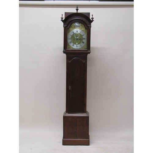 33 - A late 18c eight day longcase clock, the 31cm arched brass dial signed William Pyke of Totnes and ha... 