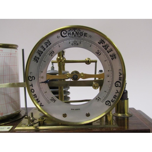 35 - An early 20c barograph retailed by Stewart of Limerick.  The aneroid movement has an eight fold bell... 