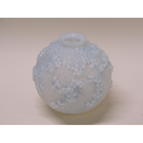 169 - A 1920's Lalique Druide vase of globular form, blue tinted, signed to base 'R Lalique France 937', 1... 