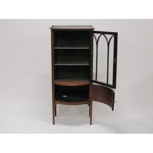 276 - A late 19c/early 20c mahogany side cabinet fitted shelves and enclosed by arched astragal glazed doo... 