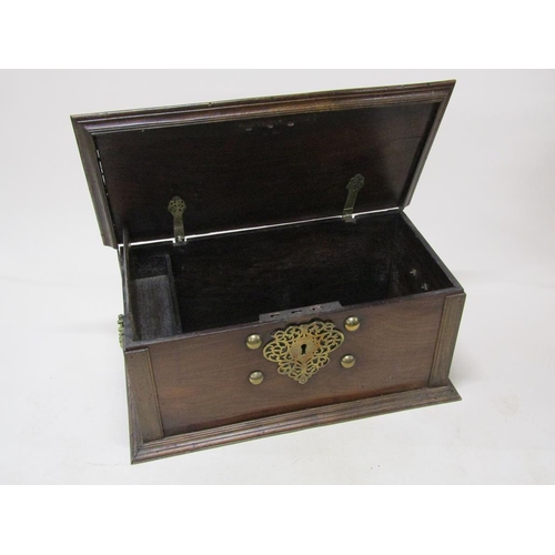 305 - A large late 18c/early 19c Dutch Colonial walnut storage box with brass fittings and random decorati... 