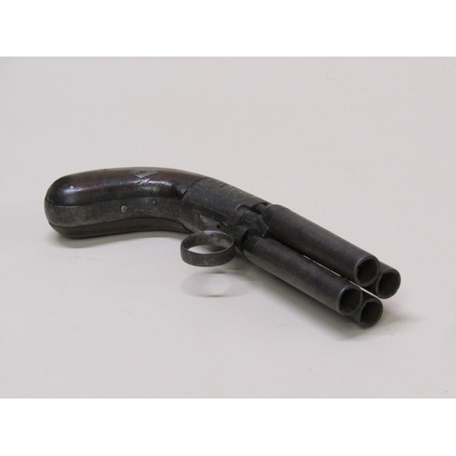 5 - A 46-bore four-shot ring trigger south cocking percussion pepperbox pistol, 7.25 cm. l, with a two p... 