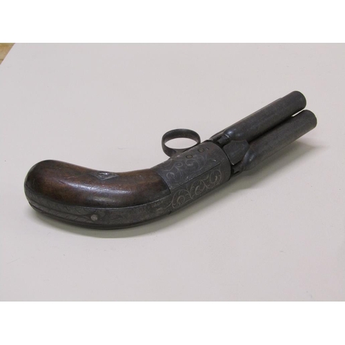 5 - A 46-bore four-shot ring trigger south cocking percussion pepperbox pistol, 7.25 cm. l, with a two p... 