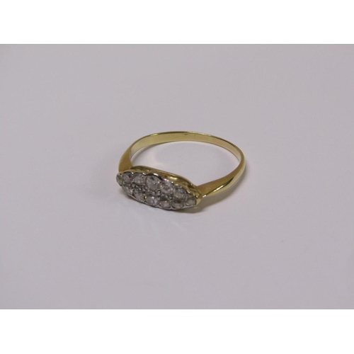 109 - A gold (unmarked) twelve stone diamond cluster ring, size Q.