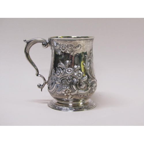 131 - A mid Georgian silver baluster tankard, makers marks for Robert Albin Cox, London 1754, 10.7ozt, 12c... 