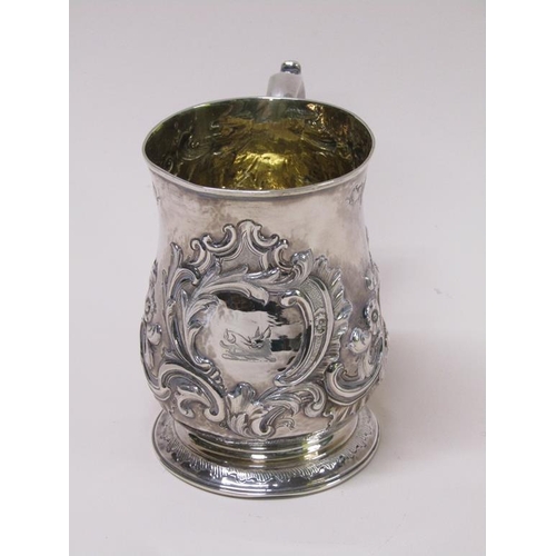 131 - A mid Georgian silver baluster tankard, makers marks for Robert Albin Cox, London 1754, 10.7ozt, 12c... 