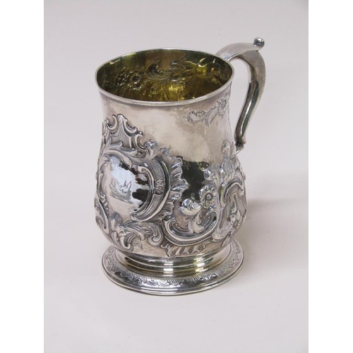 131 - A mid Georgian silver baluster tankard, makers marks for Robert Albin Cox, London 1754, 10.7ozt, 12c... 