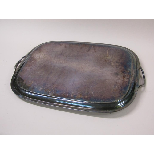 151 - A late 19c/early 20c silver plate two handled tea tray, 68cm w.