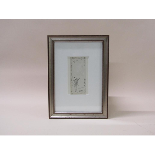 246 - Pablo Picasso - a black ink pen sketch on part of an embossed menu, signed Wildenstein & Deichmann, ... 