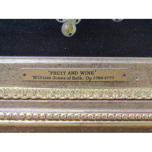 258 - In the manner of William Jones of Bath 1764/1777 - Fruit and wine, unsigned, label to frame, framed ... 