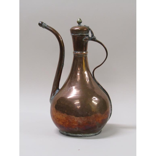 40 - An early 19c copper coffee pot of oriental form, 37cm h.