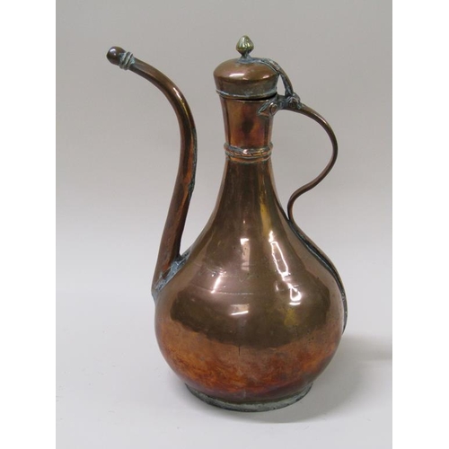 40 - An early 19c copper coffee pot of oriental form, 37cm h.