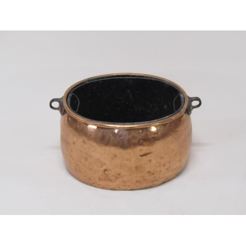 43 - A 19c copper pan with iron fixings and having a later lift out liner, 52cm w, 30cm h.