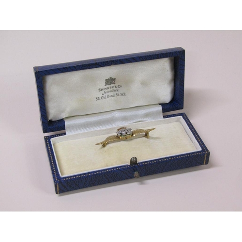 85 - A 9ct gold enamel and diamond RAF wings badge/brooch, makers mark C F, in a Skinner & Co fitted box,... 