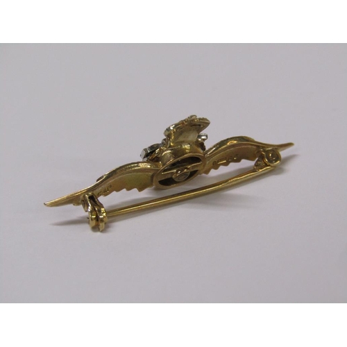 85 - A 9ct gold enamel and diamond RAF wings badge/brooch, makers mark C F, in a Skinner & Co fitted box,... 