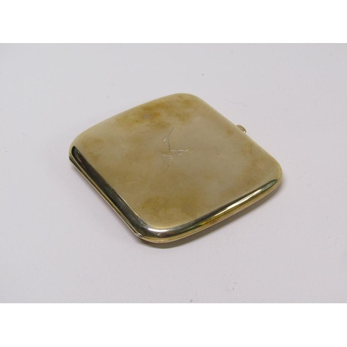 88 - An early 20c 9ct gold hallmarked cigarette case, engraved crest to front, 76g.