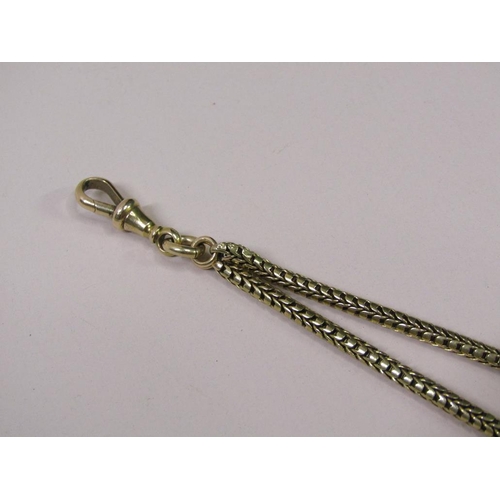 89 - A 15ct gold snake chain long guard chain, 154cm l, 82g.