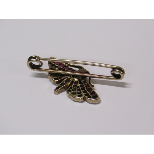 98 - An antique gold diamond gem set butterfly brooch.