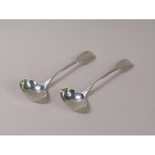 116 - A pair of Georgian style silver ladles, Old English pattern, Birmingham 1978, 3.2ozt, 18cm l.