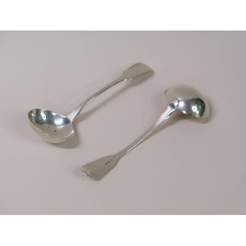 116 - A pair of Georgian style silver ladles, Old English pattern, Birmingham 1978, 3.2ozt, 18cm l.