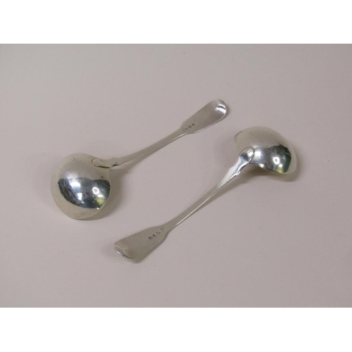 116 - A pair of Georgian style silver ladles, Old English pattern, Birmingham 1978, 3.2ozt, 18cm l.