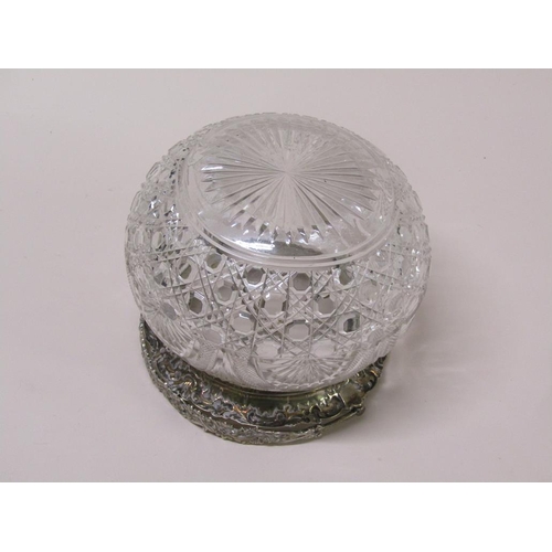 135 - An Edwardian cut glass bowl with silver mounts, lift off cover and swing handle, Sheffield 1906, 21c... 