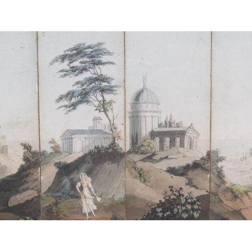 225 - A 19c panoramic view of Italian Mediterranean  with monuments,people and coastal boats, composed in ... 