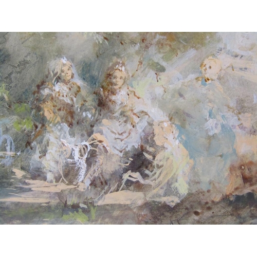 242 - Louis Icart - Picnic in a woodland setting, tempera oil sketch, c.1920, signed framed and glazed, 16... 