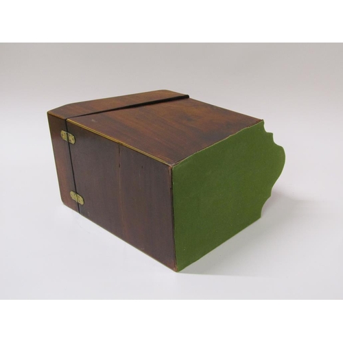 62 - A late Georgian mahogany knife box, cross banded and line inlaid with serpentine front, fitted with ... 