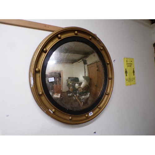 382 - GILT FRAMED CONVEX WALL MIRROR