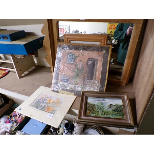 410 - FRAMED AND UNFRAMED ARTWORK AND A MIRROR