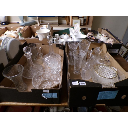 475 - TWO BOXES OF CRYSTAL GLASS TO INC. TWO SHIPS DECANTERS