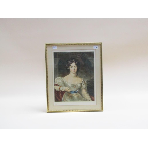 1200 - H BLACKBURN-HART - PORTRAIT OF AN EARLY 19C LADY, STAMPED COLOURED PRINT, F/G, SIGNED IN PENCIL, 40C... 