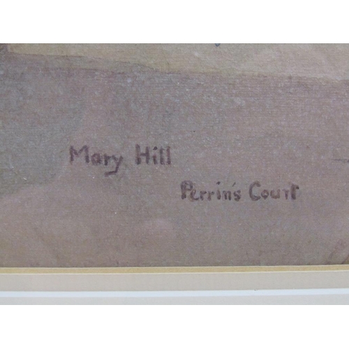 1211 - MARY HILL - PERRINS COURT, SIGNED AND TITLED WATERCOLOUR, F/G, 37CM X 28CM