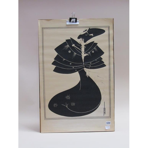 1242 - CONTEMPORARY SILHOUETTE BEING PORTRAIT OF A LADY, UNFRAMED 63 x 45 cms