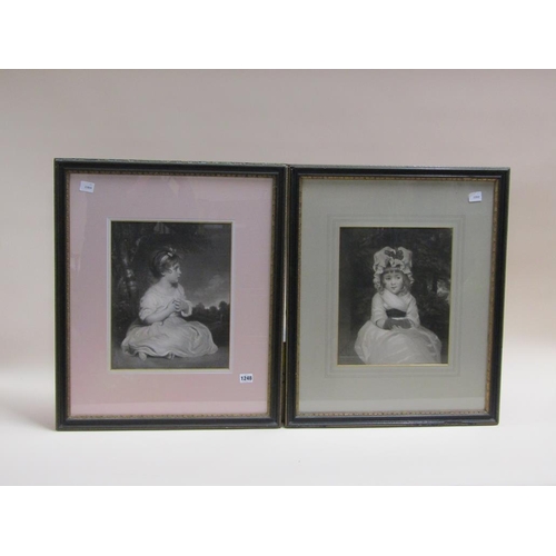 1248 - TWO F/G BLACK AND WHITE PRINTS 19c YOUNG LADIES, EACH F/G 36 x 28 cms