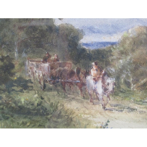 1271 - F.W HATTERSLEY - HORSE AND CART LEAVING A WOODLAND, SIGNED WATERCOLOUR, F/G, 24CM X 34CM