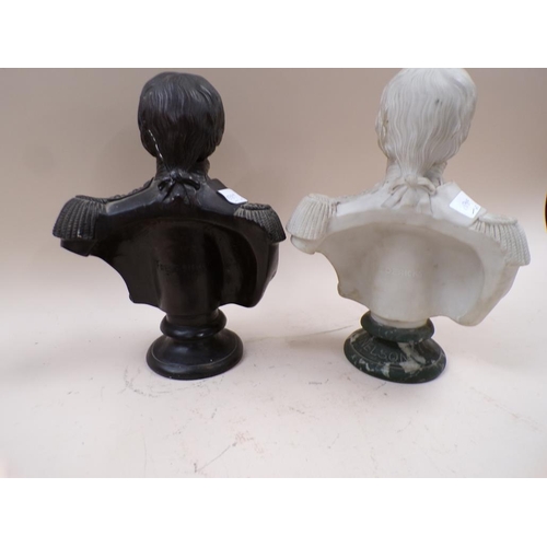 1326 - TWO FREDERICKS COMPOSITE BUSTS OF NELSON, EACH 30CM H