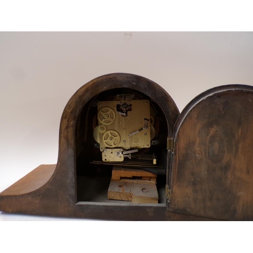 1329 - THREE WOODEN CASED MANTEL CLOCKS