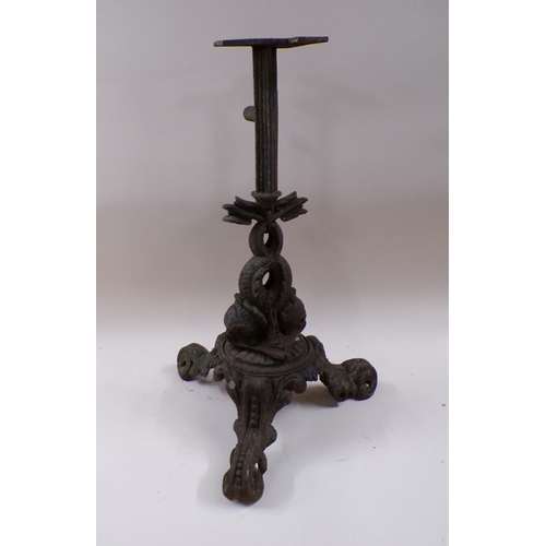 1374 - CAST IRON TABLE STAND, 69CM H