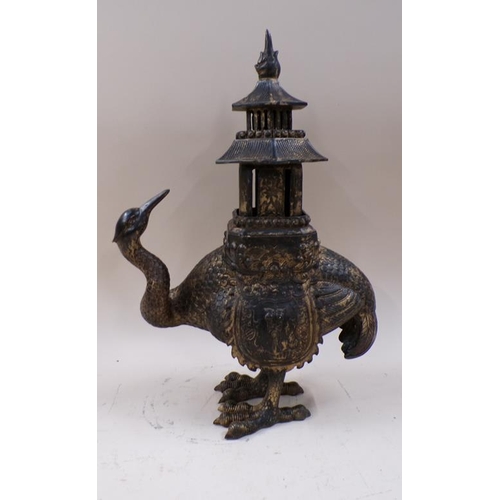 1433 - ORIENTAL BIRD PAGODA CENSER 48cms H