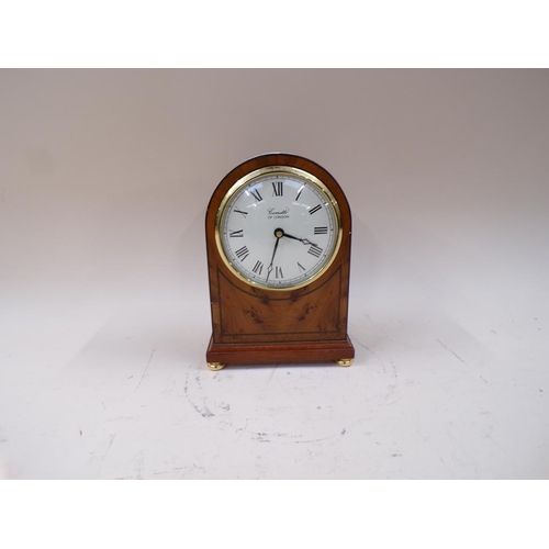 1435 - COMMITTI OF LONDON BURR WOOD CASED DOME CASED MANTEL CLOCK 21cms H