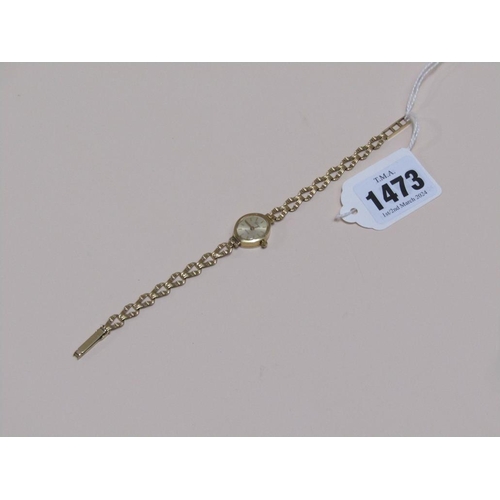 1473 - 9ct GOLD LADIES WATCH 8g TOTAL WEIGHT