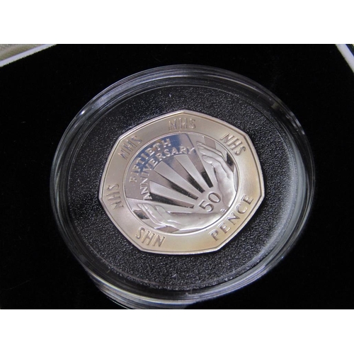 1517 - ROYAL MINT GLASGOW 2014 COMMONWEALTH GAMES UK 50p SILVER PROOF COIN, 150 YEARS OF PUBLIC LIBRARIES P... 