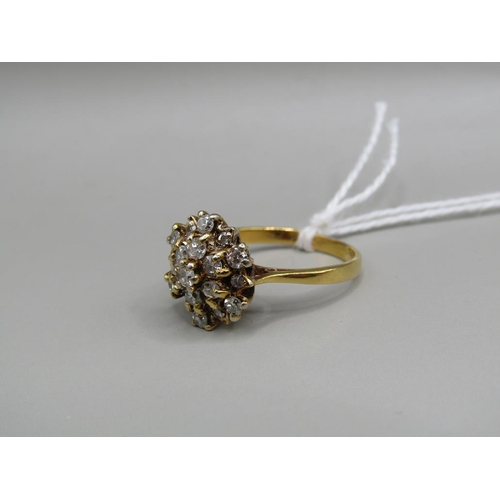 1545 - 18ct GOLD DIAMOND CLUSTER RING SIZE O